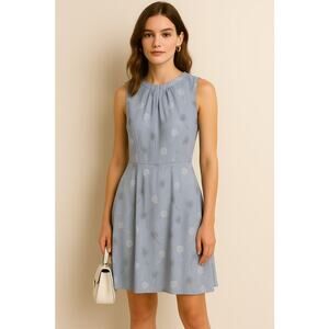 Banana Republic Blue Floral Midi Dress –Fit & Flare, Soft Chiffon, Size 6